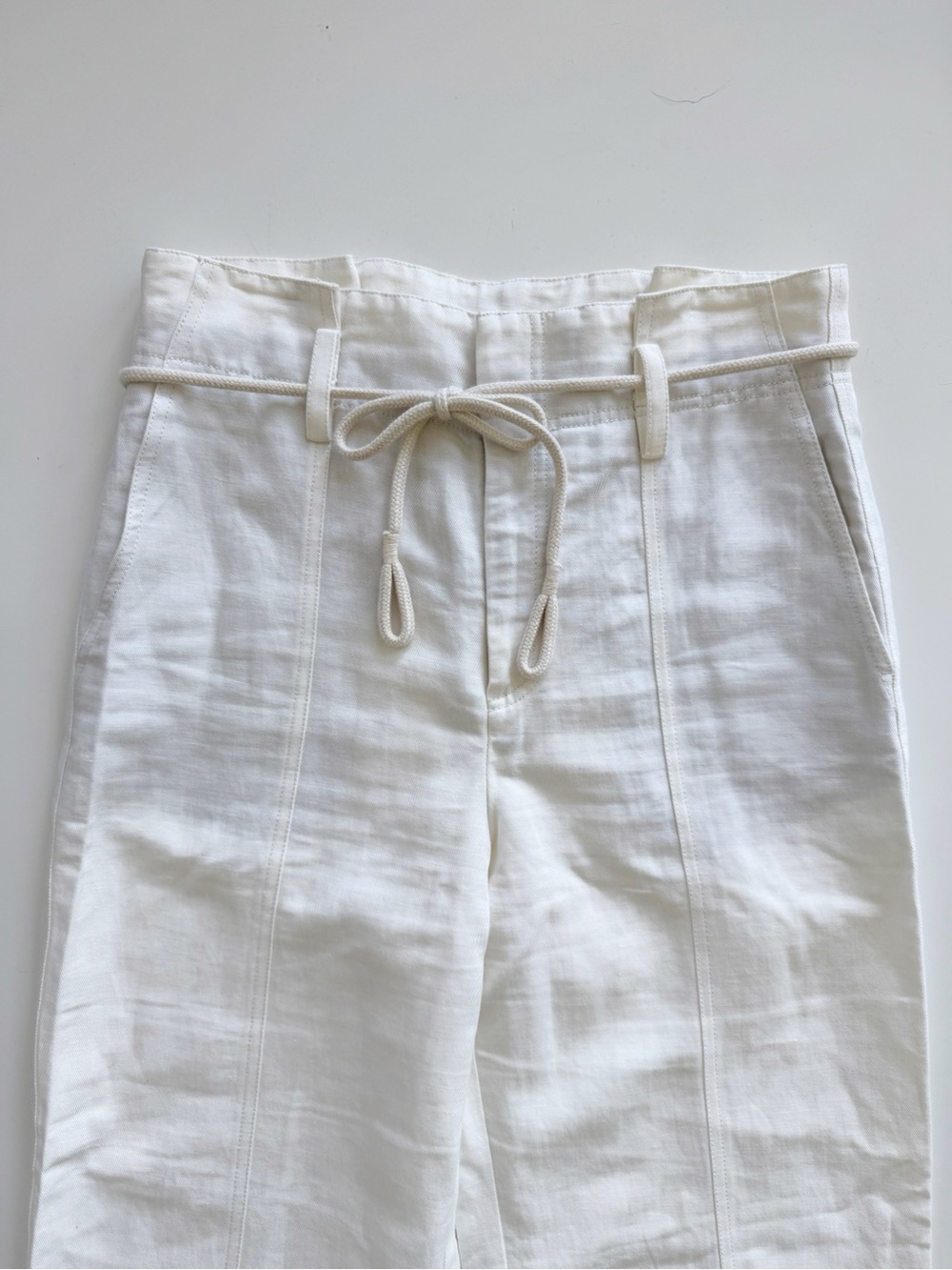 Vince Linen Blend Rope Tie Cropped Pants size 8 - Picture 2 of 6